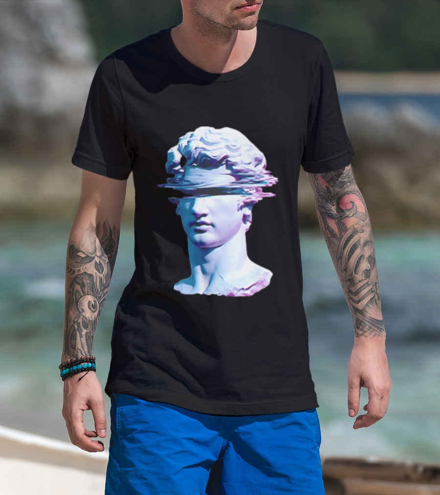You Are Not Forgotten Classical Statue Bust Glitch Wave Distortion David Vaporwave Aesthetic T-Shirt