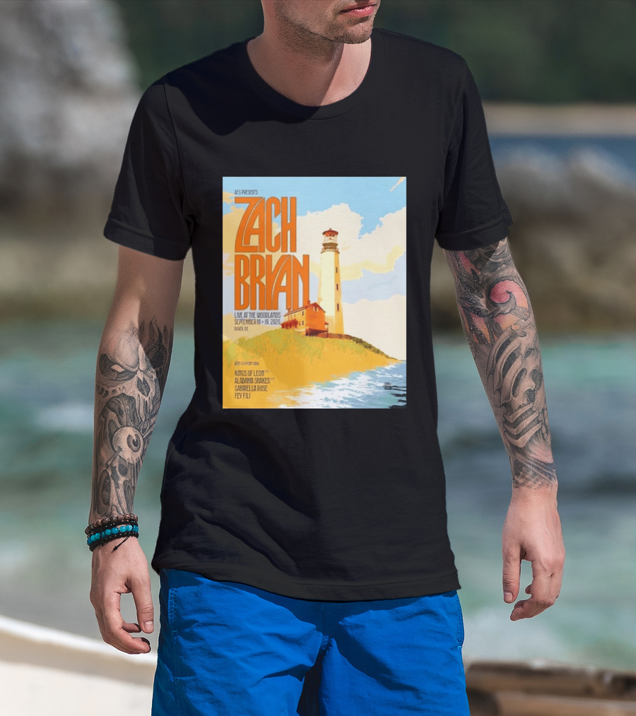 Zach Bryan Live At The Woodlands September 18 19 2026 Dover DE Kings Of Leon Alabama Shakes Gabriella Rose Feyi Fuli Concert T-Shirt