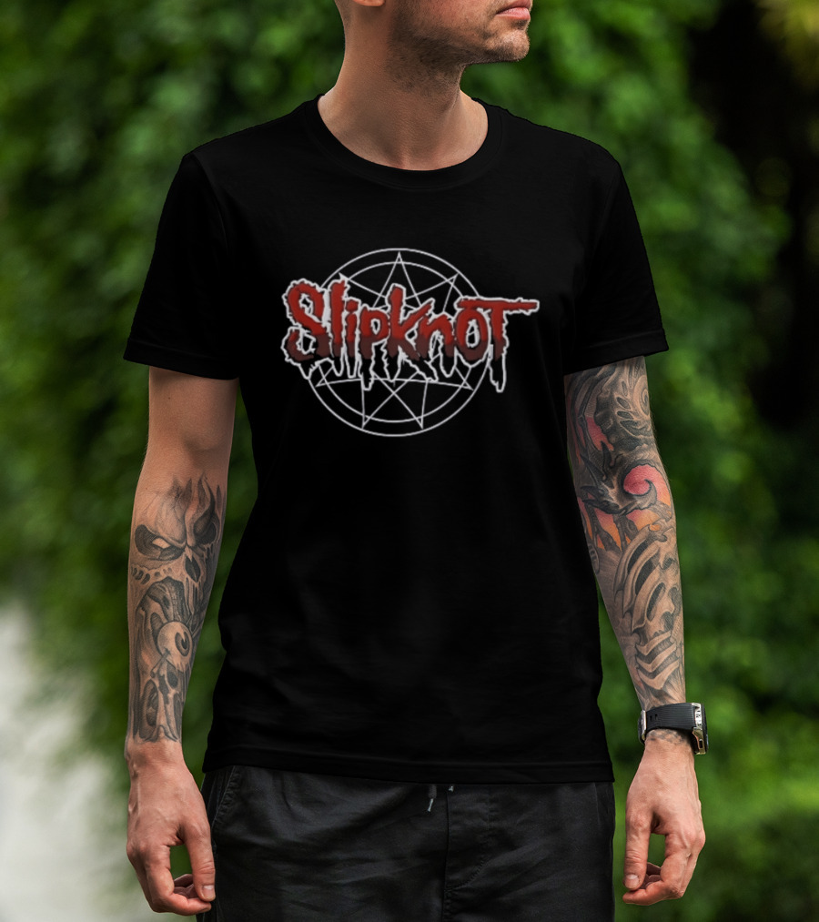 Slipknot Crimson Dripping Lettering With White Nonagram T-Shirt
