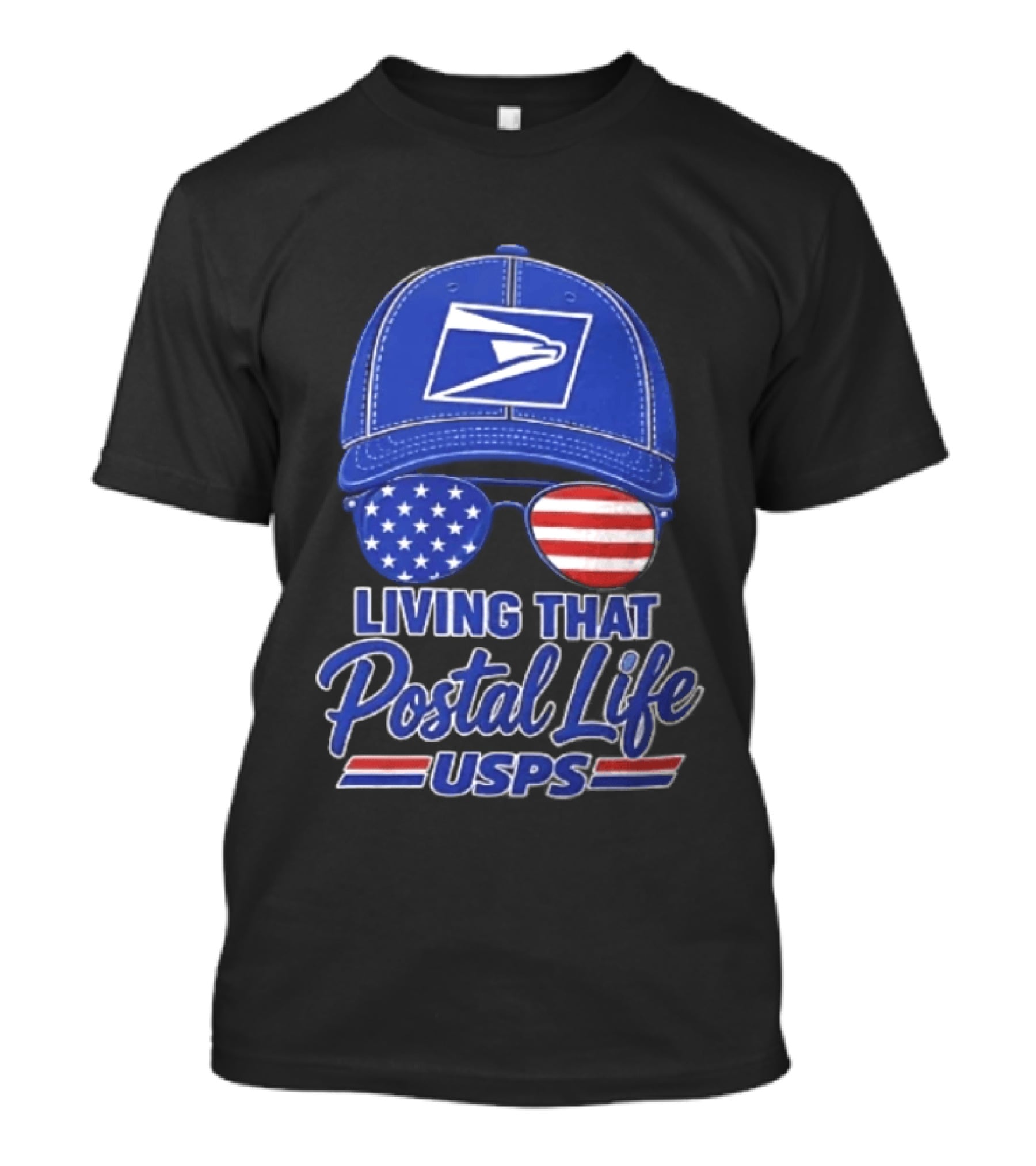 USPS Living That Postal Life United States Postal Service Hat And Sunglasses T-Shirt