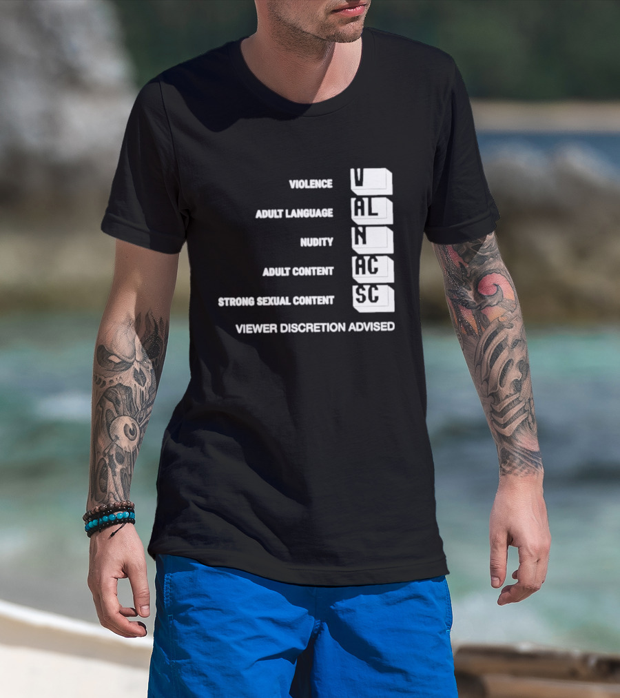 Viewer Discretion Advised Violence Adult Language Nudity Sexual Content T-Shirt
