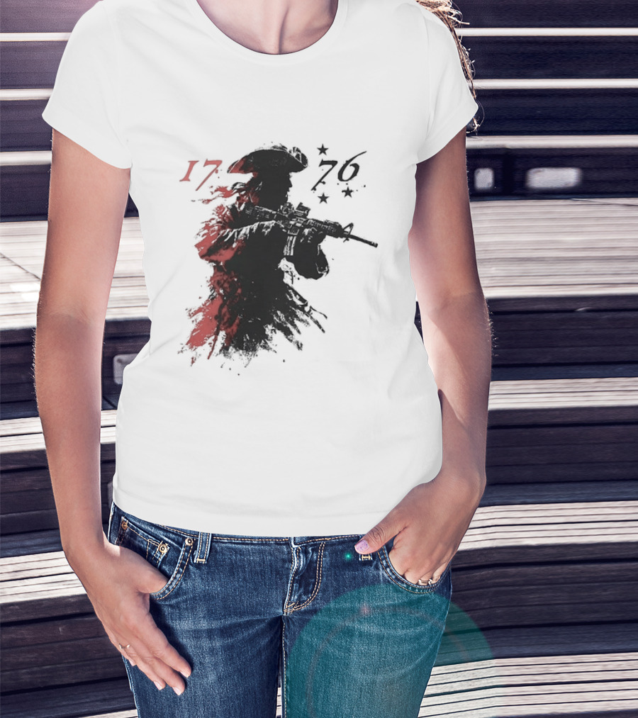 American Patriot With Rifle Patriotic1776 T-Shirt