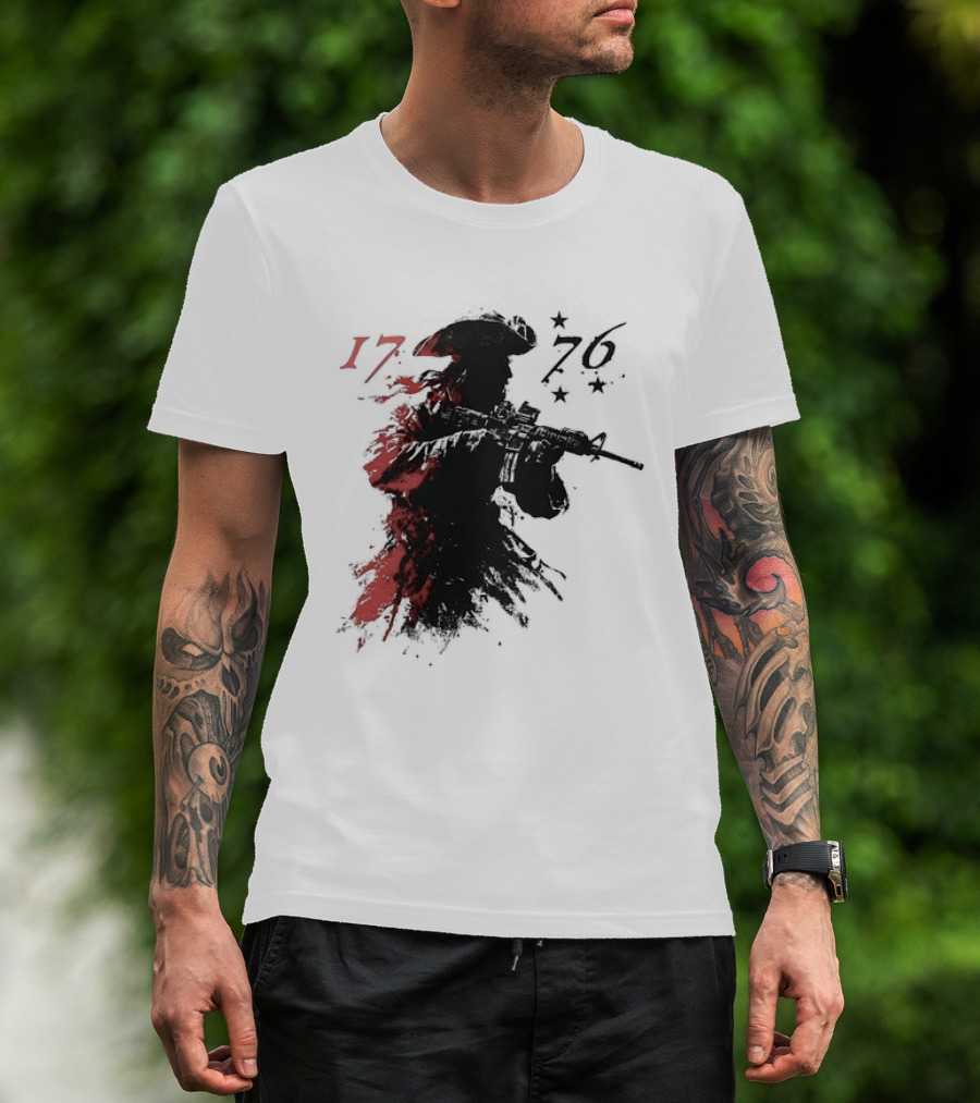 American Patriot With Rifle Patriotic1776 T-Shirt