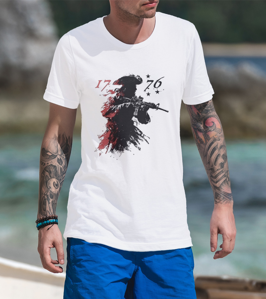 American Patriot With Rifle Patriotic1776 T-Shirt