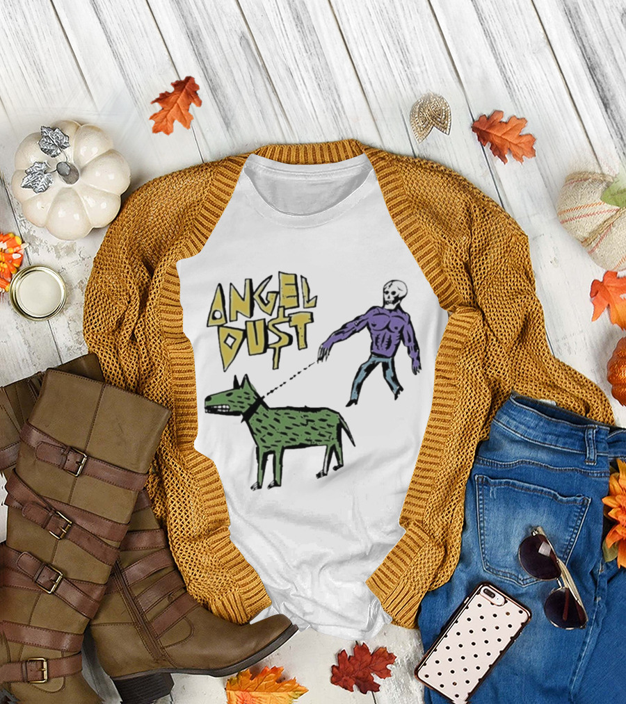 Angel Dust Skeleton Walking Dog T-Shirt