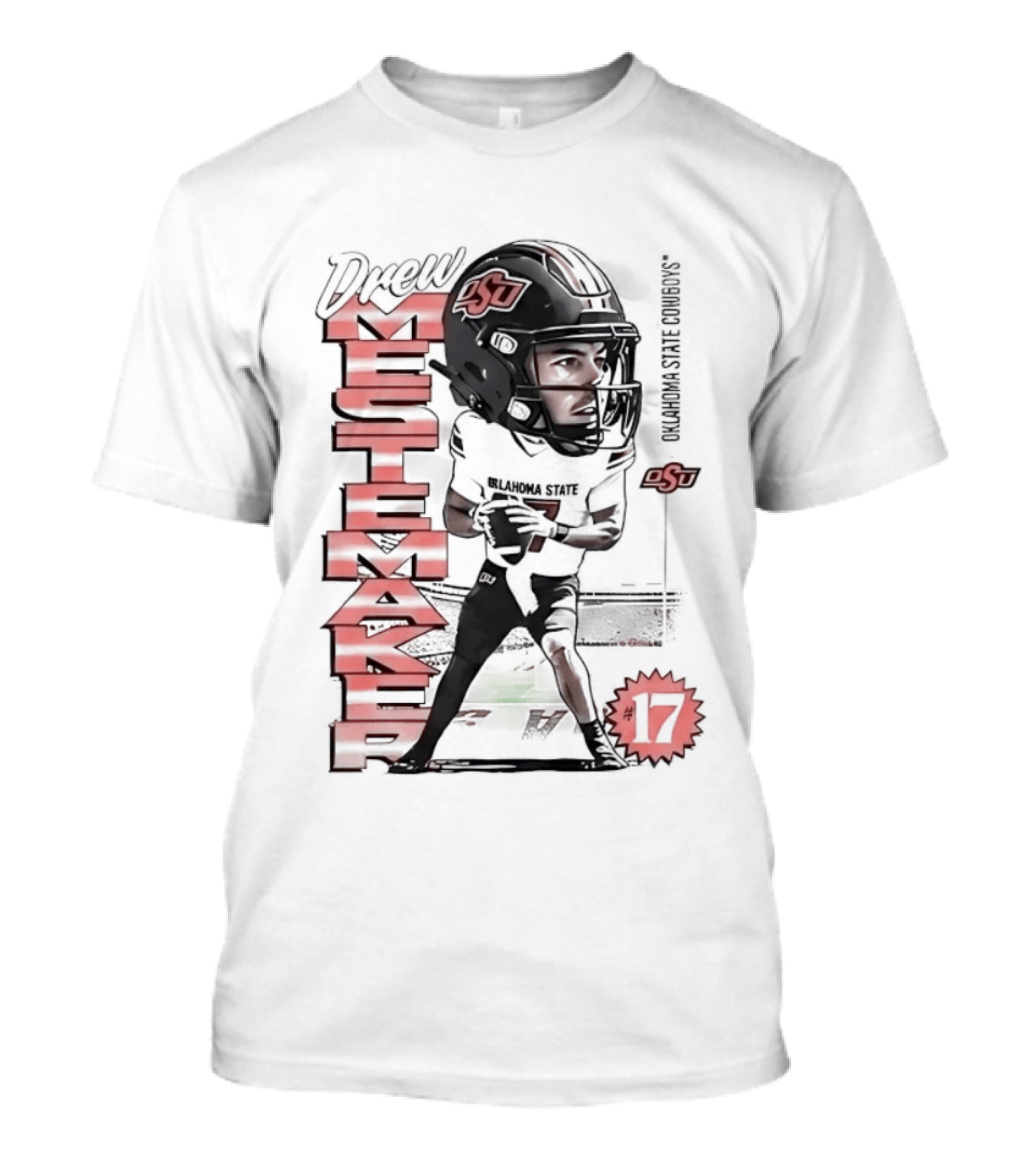 Drew Mestemaker 17 Oklahoma State Cowboys OSU Football T-Shirt
