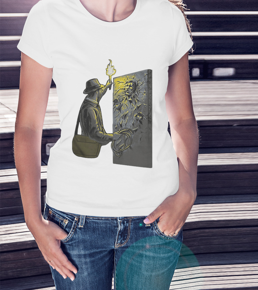 Indiana Jones Exploring Han Solo Frozen In Carbonite Mashup T-Shirt