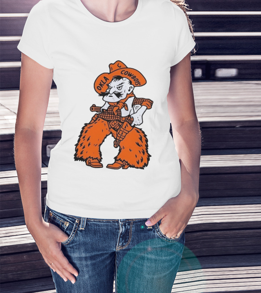 Oklahoma Cowboys Pistol Pete Orange Cowboy T-Shirt