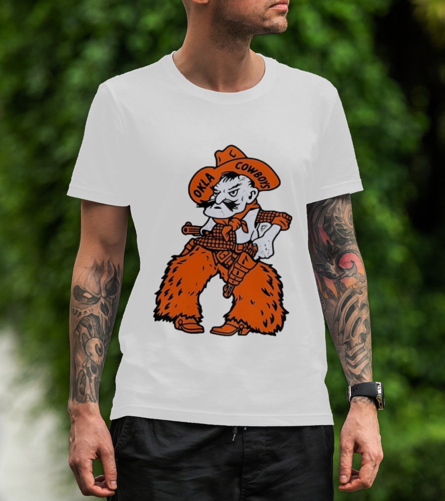 Oklahoma Cowboys Pistol Pete Orange Cowboy T-Shirt