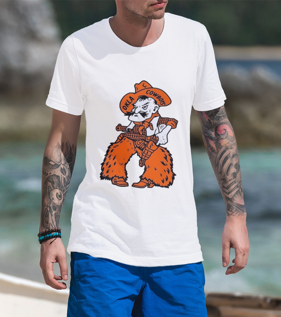 Oklahoma Cowboys Pistol Pete Orange Cowboy T-Shirt