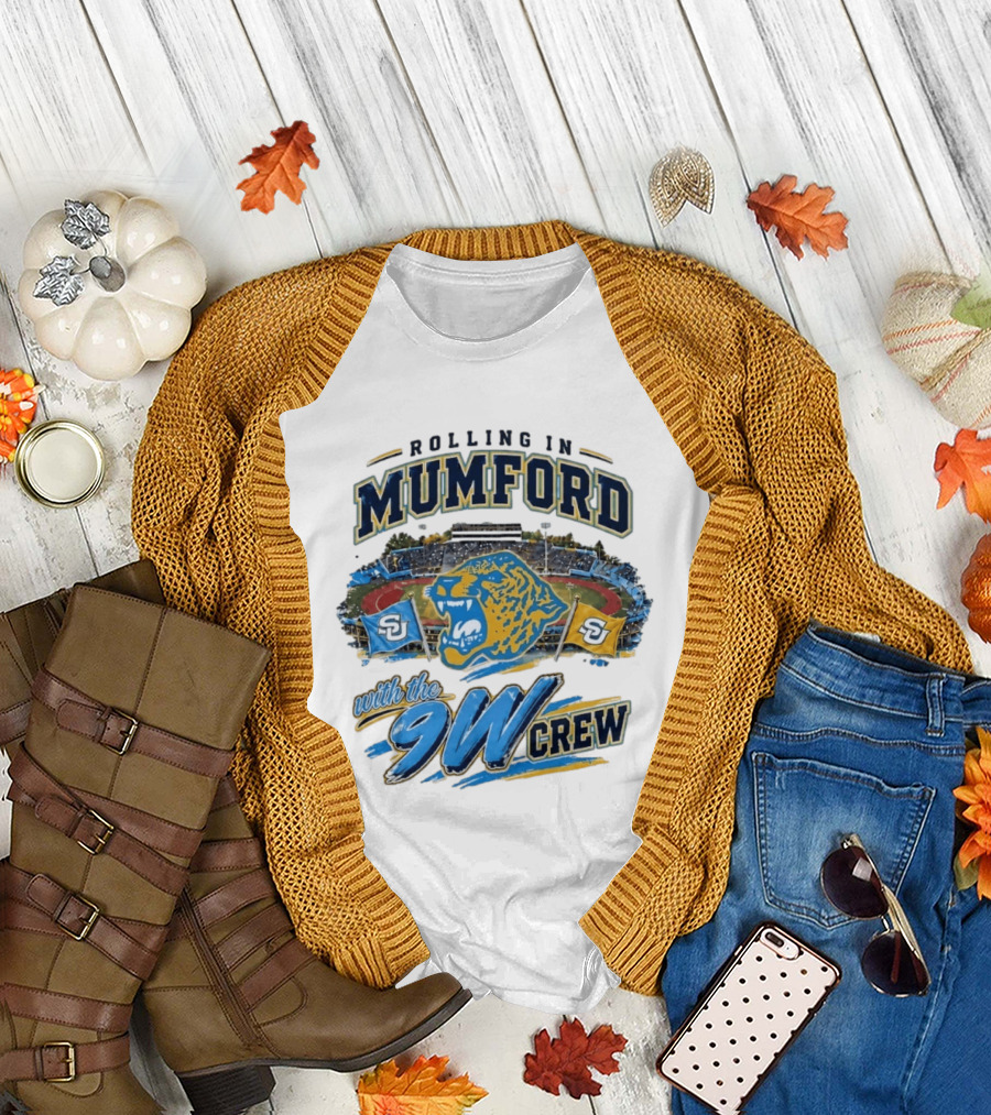 Rolling In Mumford With The 9W Crew SU College Sports Stadium Jaguar Flags T-Shirt