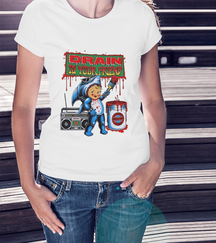 Santa Cruz Drain Is Your Friend Shark Baby Boombox T-Shirt