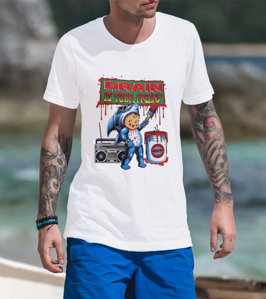 Santa Cruz Drain Is Your Friend Shark Baby Boombox T-Shirt