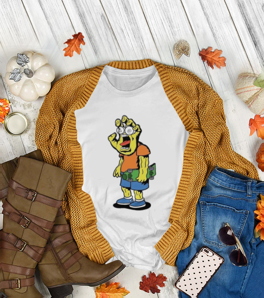 Screaming Hans The Simpsons Bootleg Character With Skateboard T-Shirt