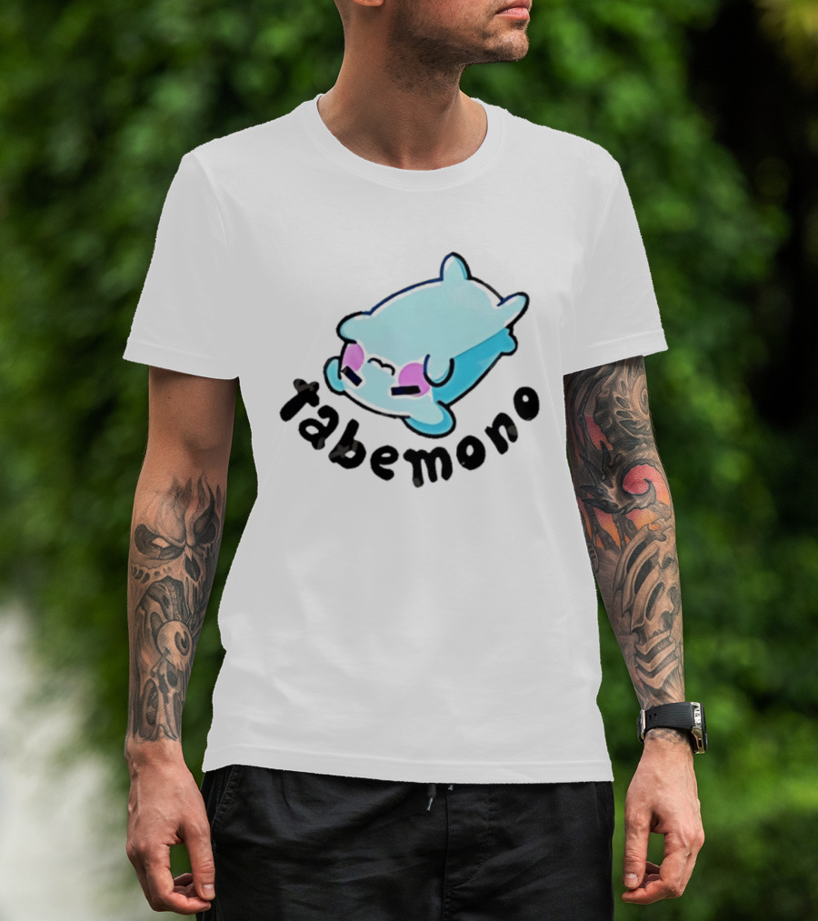 Tabemono Kawaii Anime Cute Blue Character With Blushing Cheeks T-Shirt