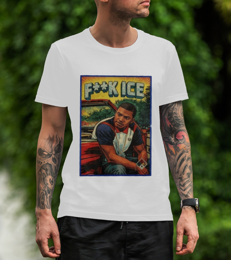 F**K ICE Tyler The Creator Style Graphic With Car And Cards T-Shirt