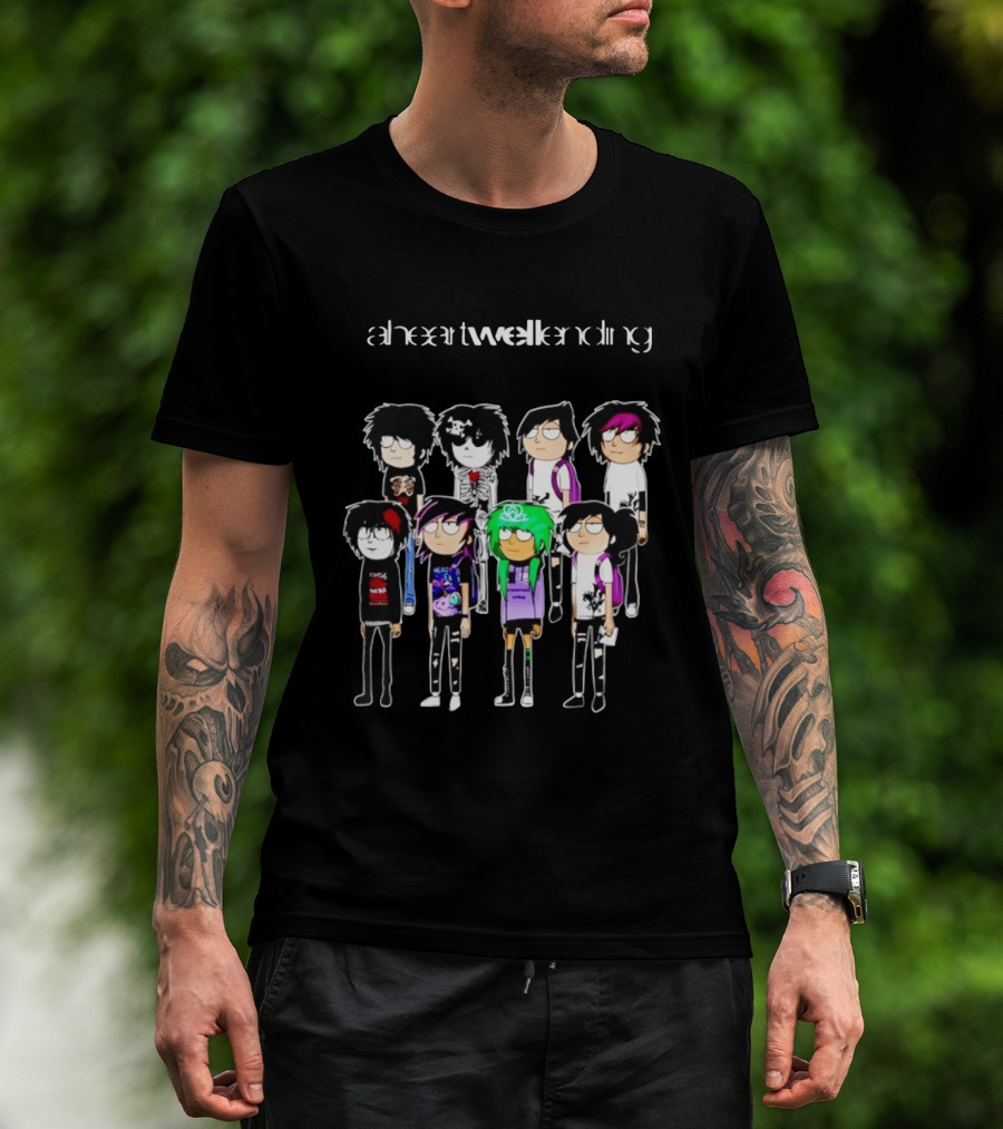 A Heart Well Ending Emo Cartoon Characters With Unique Hairstyles T-Shirt