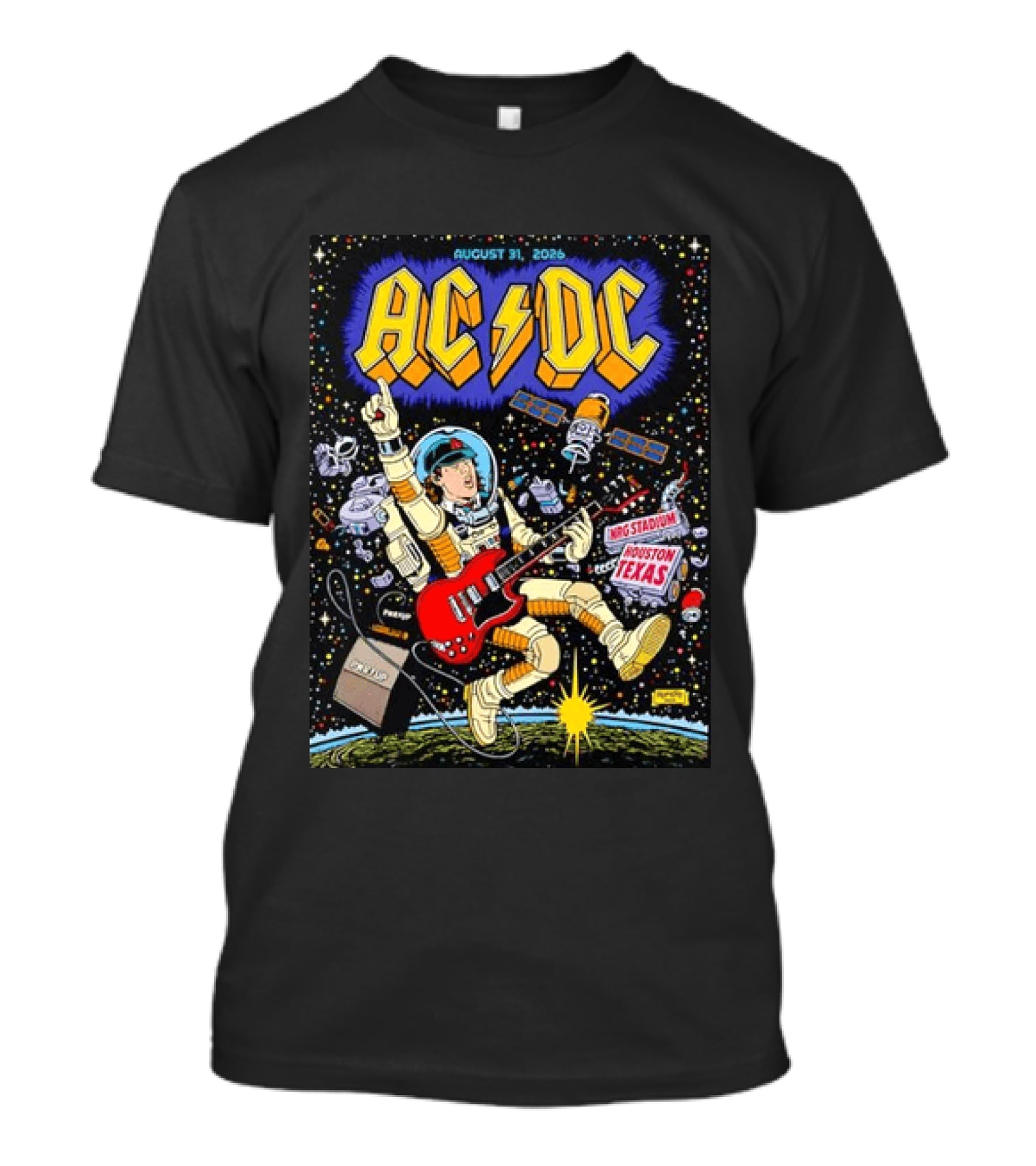 AC DC August 31 2026 NRG Stadium Houston Texas Space Astronaut Concert T-Shirt