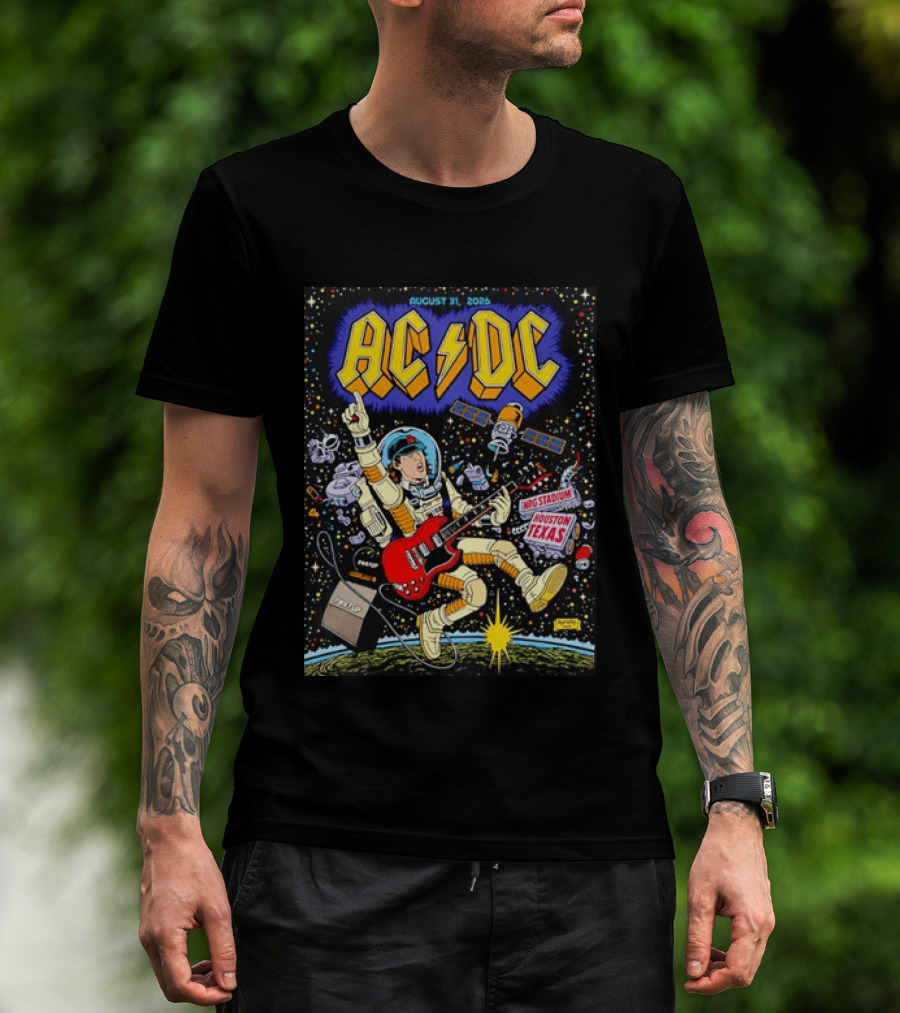AC DC August 31 2026 NRG Stadium Houston Texas Space Astronaut Concert T-Shirt