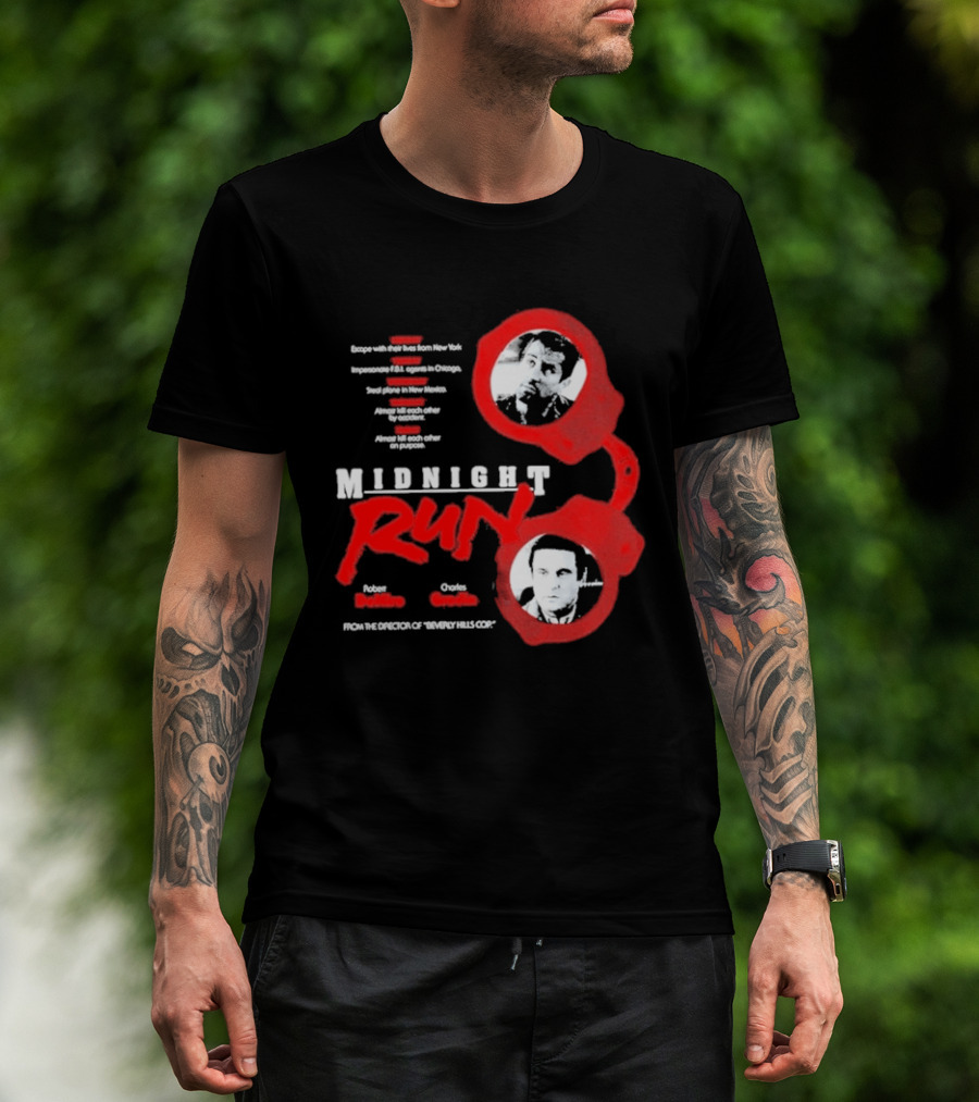 Robert De Niro Charles Grodin Midnight Run Handcuffs Movie T-Shirt