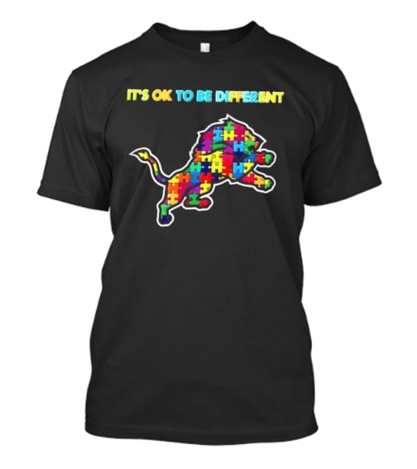 Detroit Lions It's OK To Be Different Colorful Jigsaw Puzzle T-Shirt