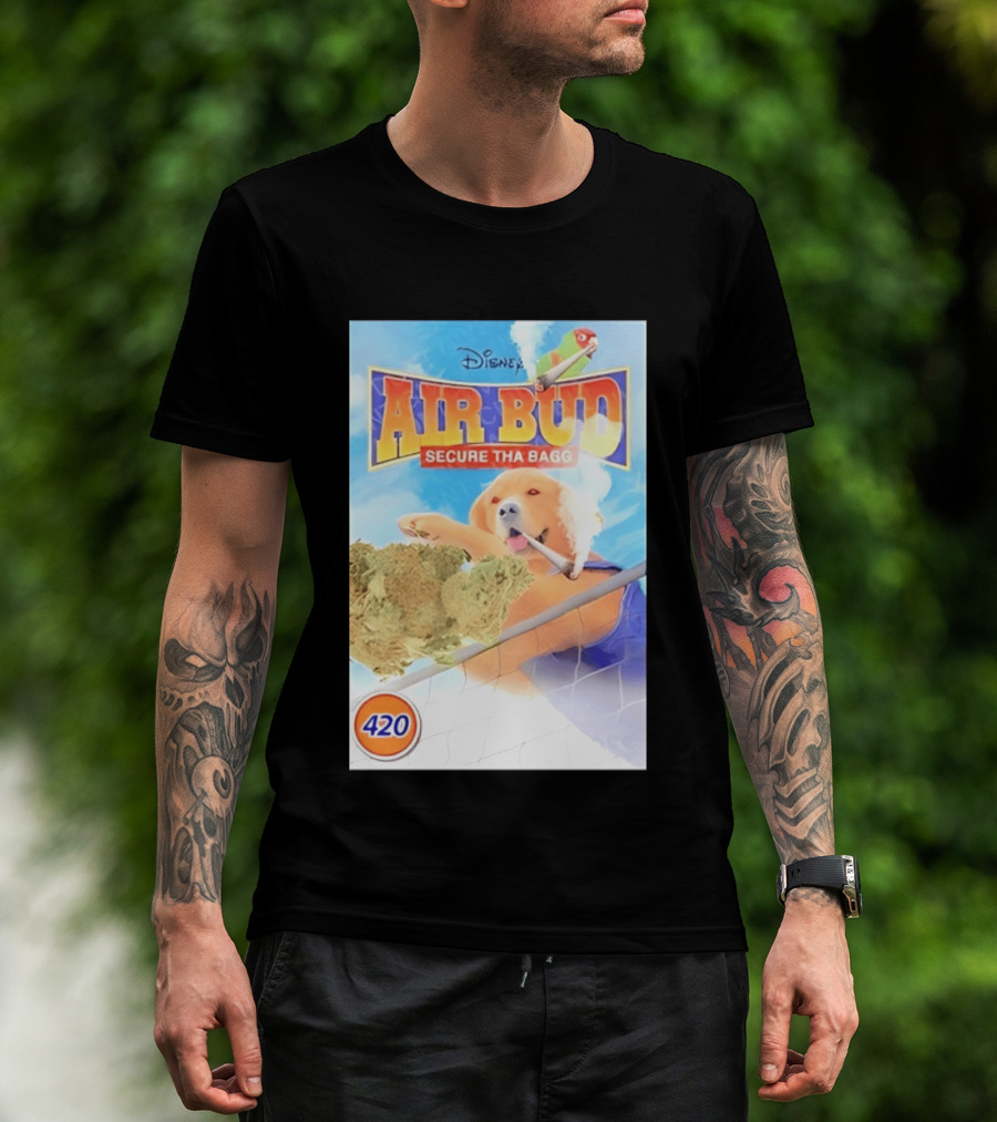 Disney Air Bud Secure Tha Bagg 420 Meme Basketball Dog Smoking T-Shirt