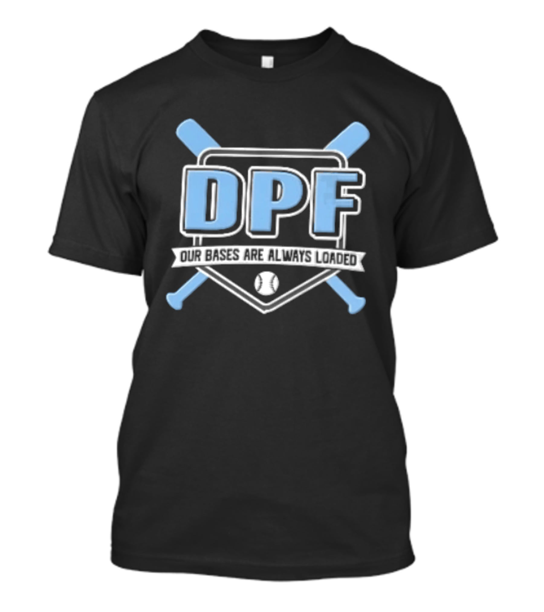 DPF Our Bases Are Loaded Crossed Bats Home Plate Shield T-Shirt