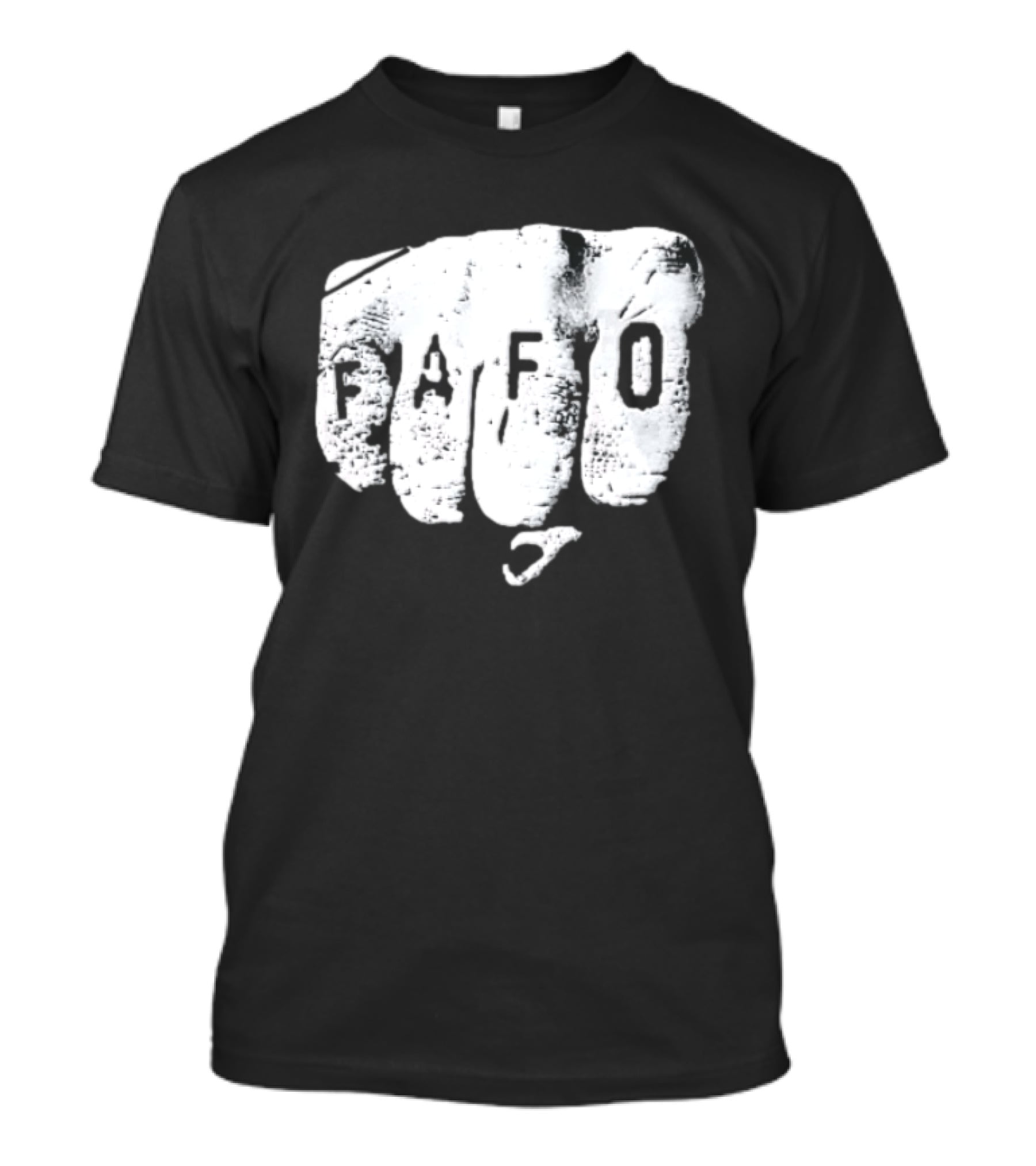FAFO Distressed Clenched Fist Knuckle Punch Black And White T-Shirt