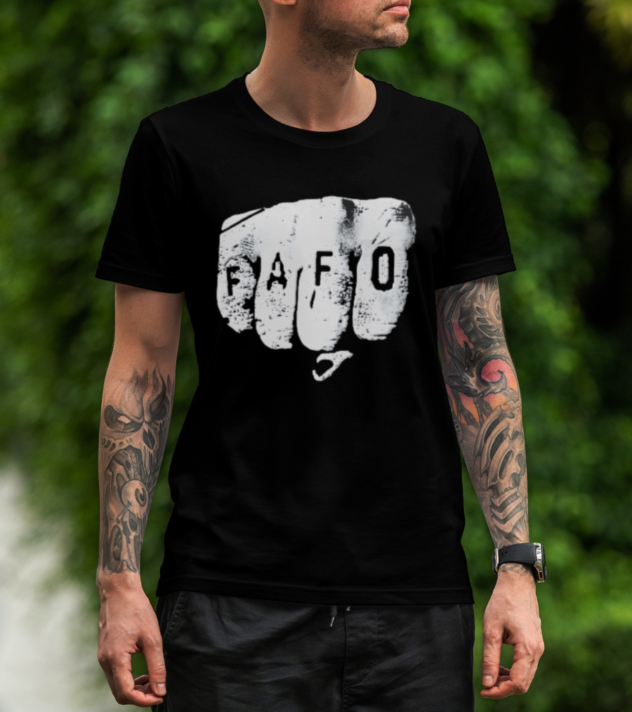 FAFO Distressed Clenched Fist Knuckle Punch Black And White T-Shirt