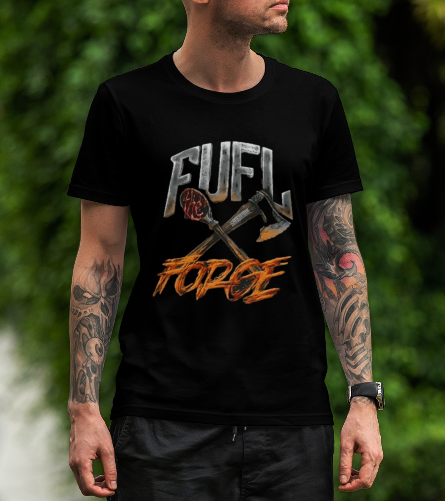 Fuel Forge Crossed Bloody Spoon Axe Flames T-Shirt