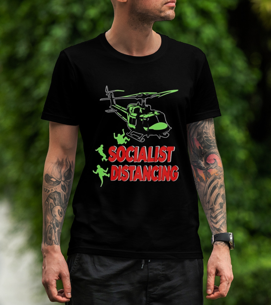 Socialist Distancing Helicopter Retro Military Humor T-Shirt