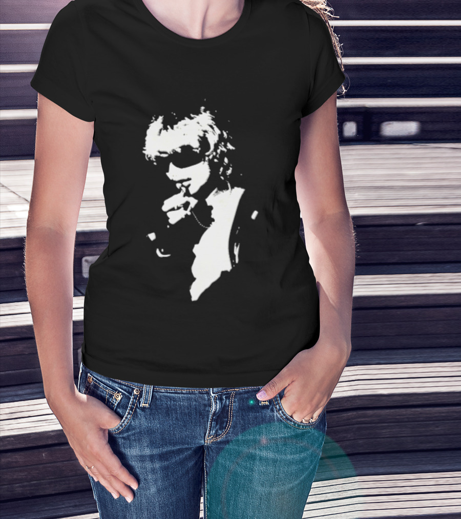High Contrast Stencil Style Iconic Sunglasses Smoking Man T-Shirt