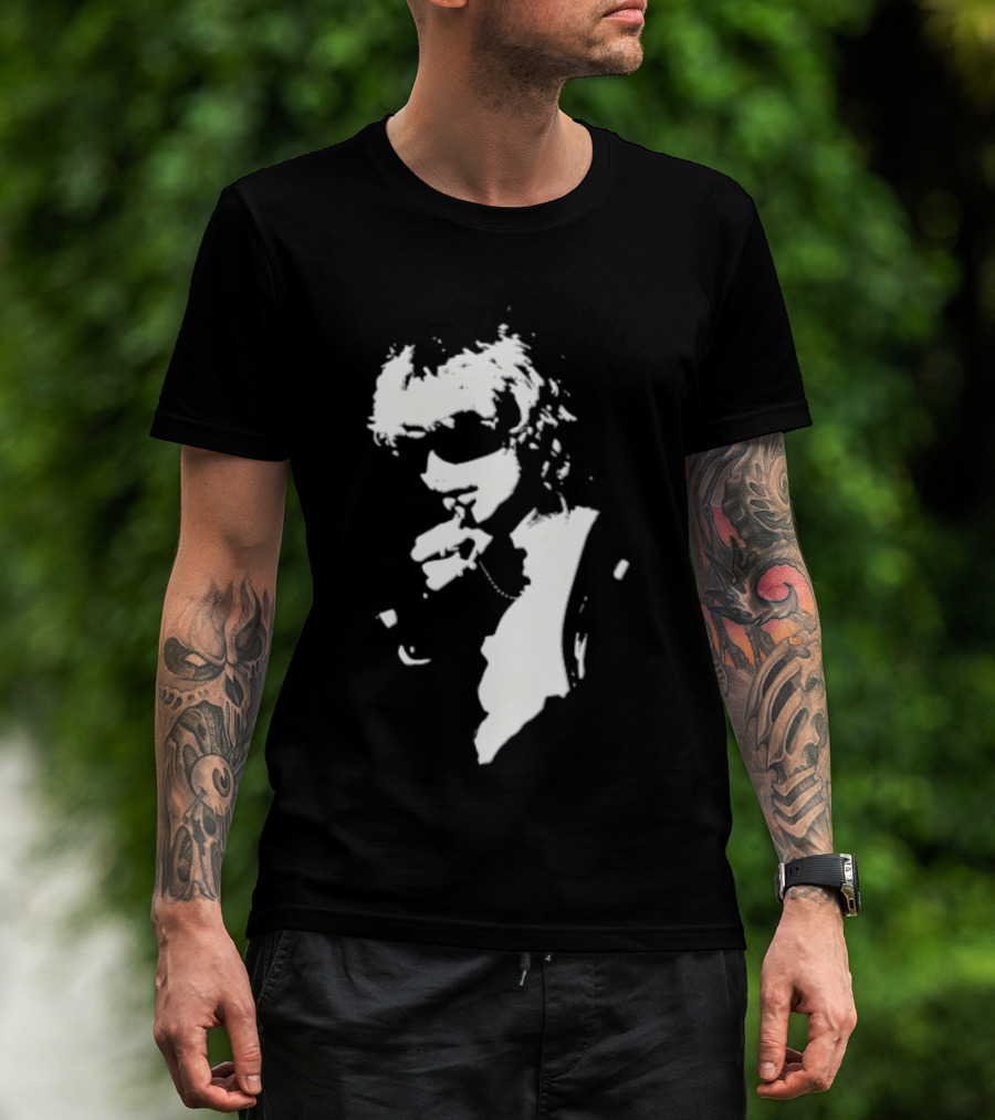 High Contrast Stencil Style Iconic Sunglasses Smoking Man T-Shirt