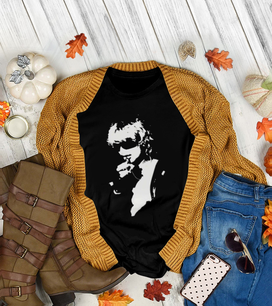 High Contrast Stencil Style Iconic Sunglasses Smoking Man T-Shirt