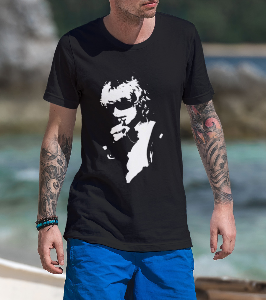 High Contrast Stencil Style Iconic Sunglasses Smoking Man T-Shirt