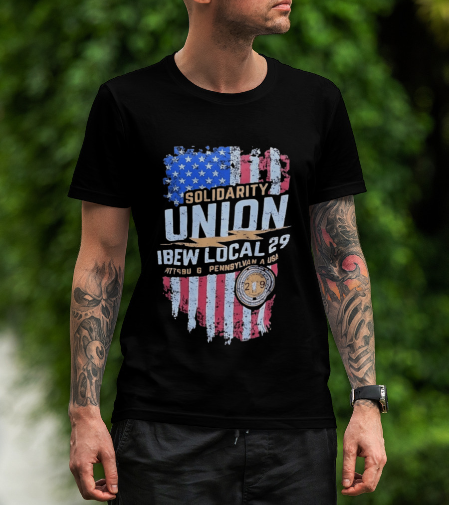 Solidarity Union IBEW Local 29 Pennsylvania USA American Flag T-Shirt