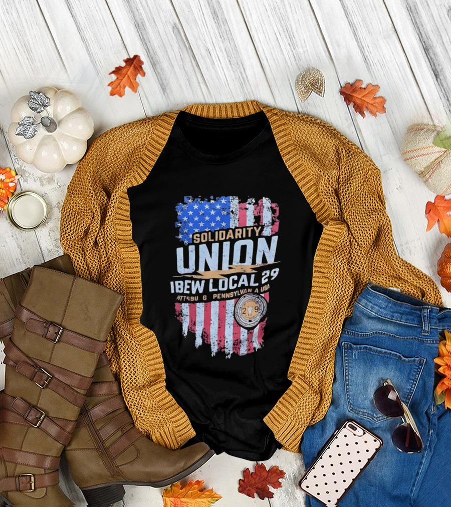 Solidarity Union IBEW Local 29 Pennsylvania USA American Flag T-Shirt