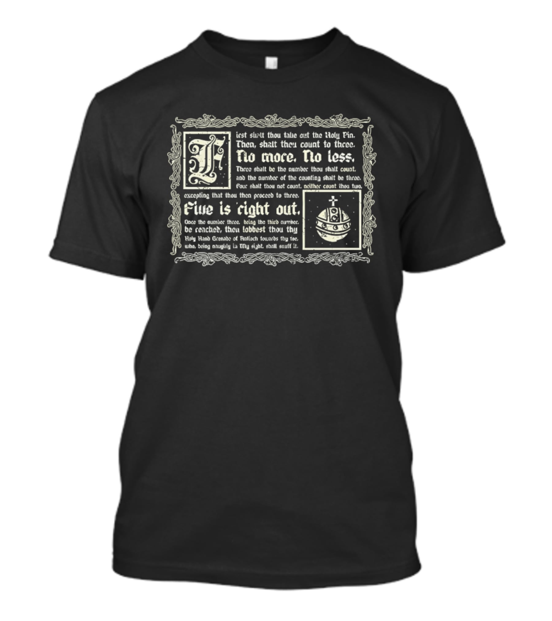 Holy Hand Grenade Of Antioch Monty Python Count To Three No More No Less T-Shirt