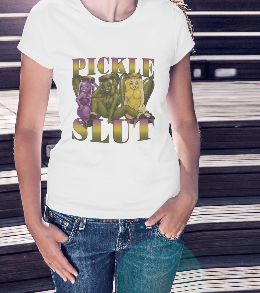 Pickle Slut Food Humor Cute Cartoon Jar Characters T-Shirt