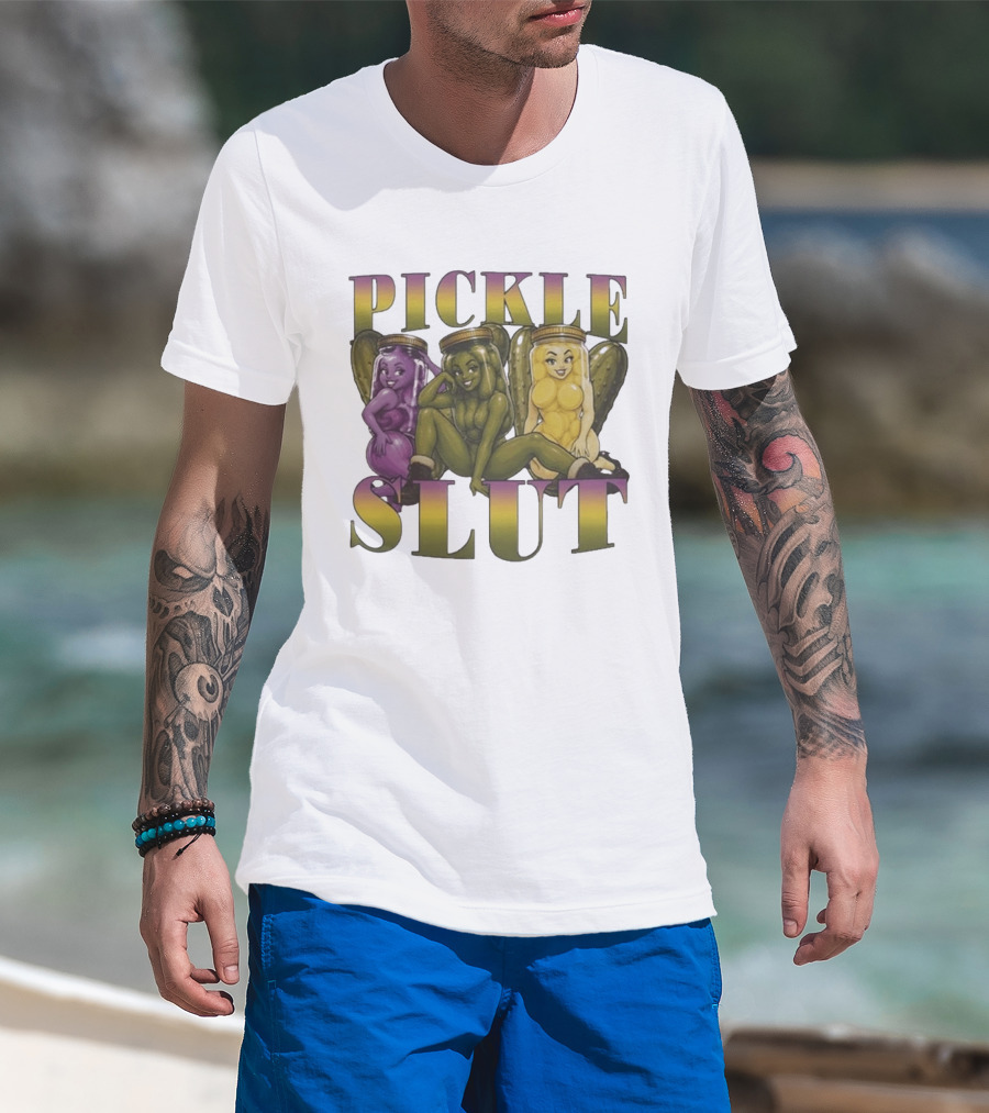 Pickle Slut Food Humor Cute Cartoon Jar Characters T-Shirt