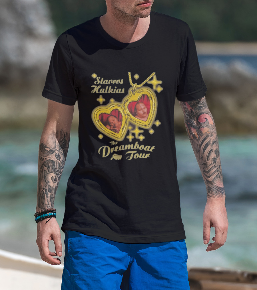 Stavros Halkias The Dreamboat Tour Heart Locket Necklace Stars T-Shirt