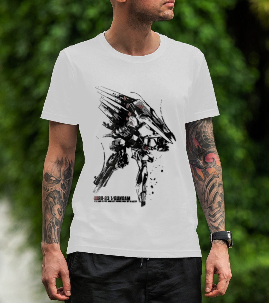 Rx 93 Nu Gundam Efsf Londo Bell Mobile Suit Amuro Ray Ink Brush Mecha Robot T-Shirt