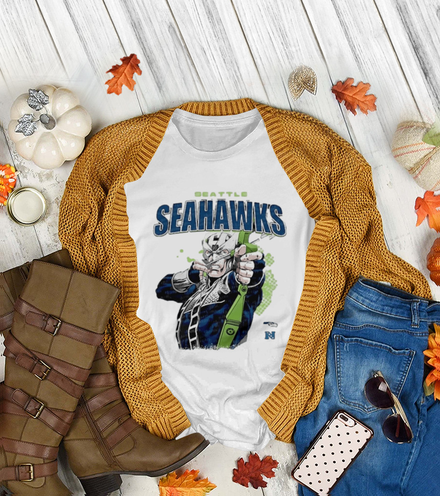 Seattle Seahawks Hawkeye Collaboration NFL Marvel T-Shirt