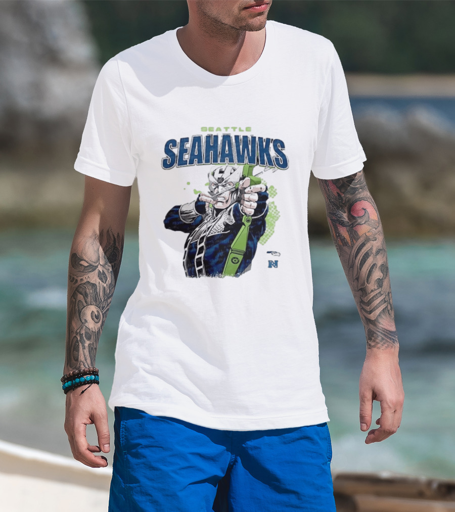 Seattle Seahawks Hawkeye Collaboration NFL Marvel T-Shirt