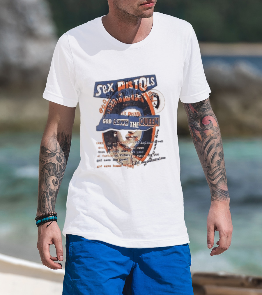 Sex Pistols God Save The Queen Royal Ransom Cutout Halftone Collage T-Shirt