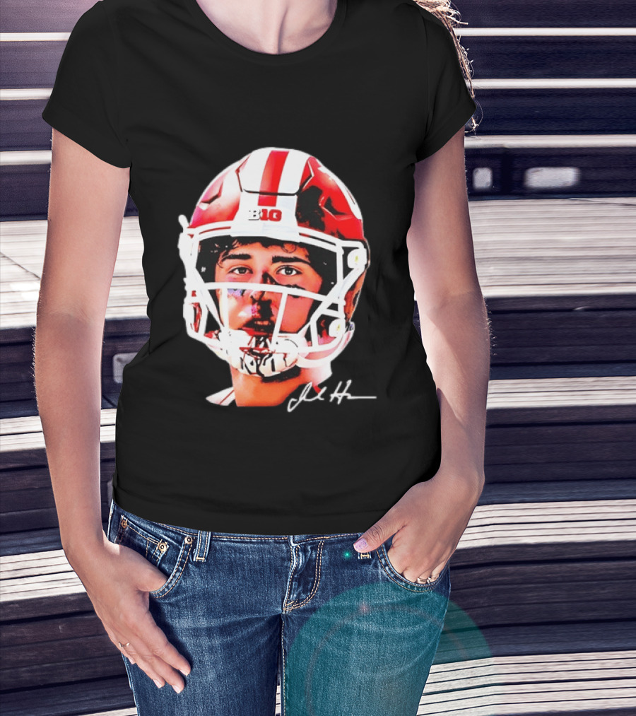 Indiana Hoosiers Big Ten Football Jack Howes Signature Helmet T-Shirt