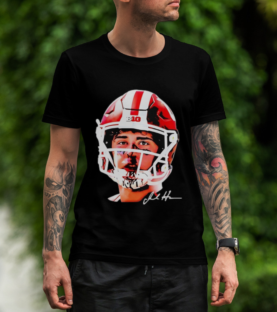 Indiana Hoosiers Big Ten Football Jack Howes Signature Helmet T-Shirt