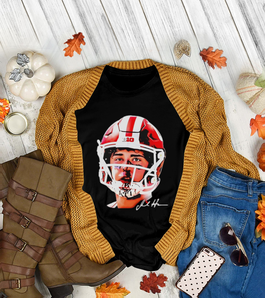 Indiana Hoosiers Big Ten Football Jack Howes Signature Helmet T-Shirt