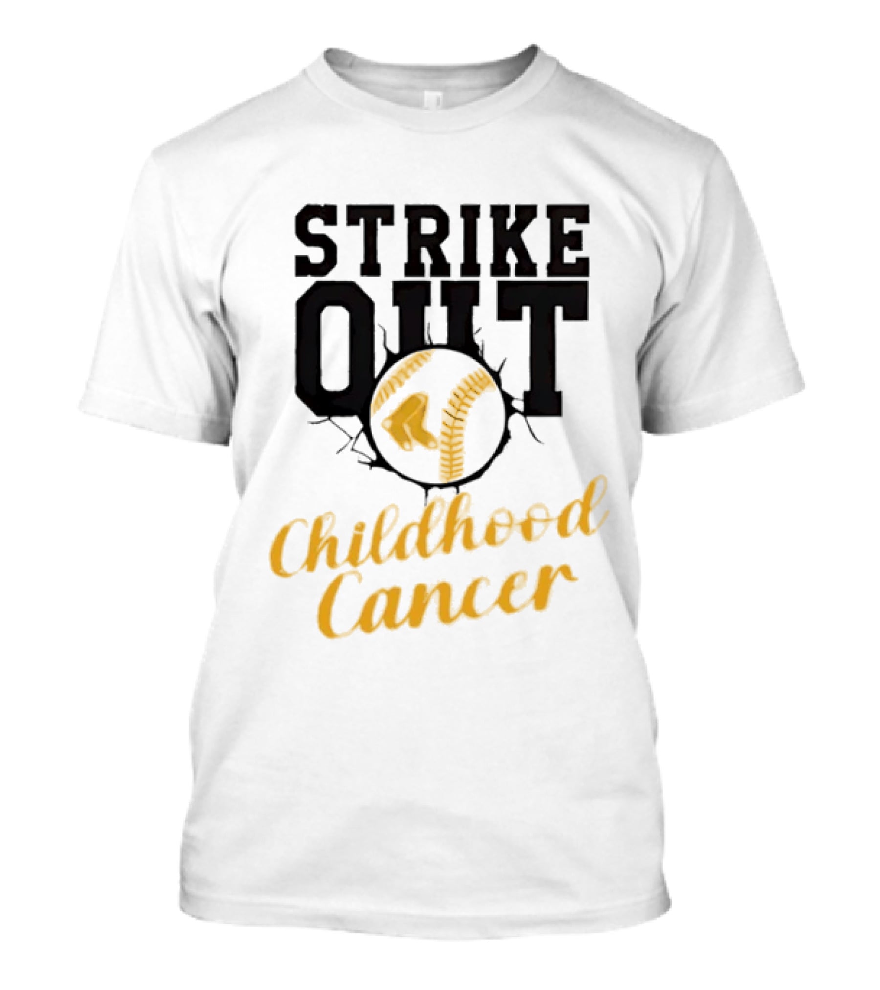 Strike Out Childhood Cancer Boston Red Sox Baseball Team Awareness T-Shirt