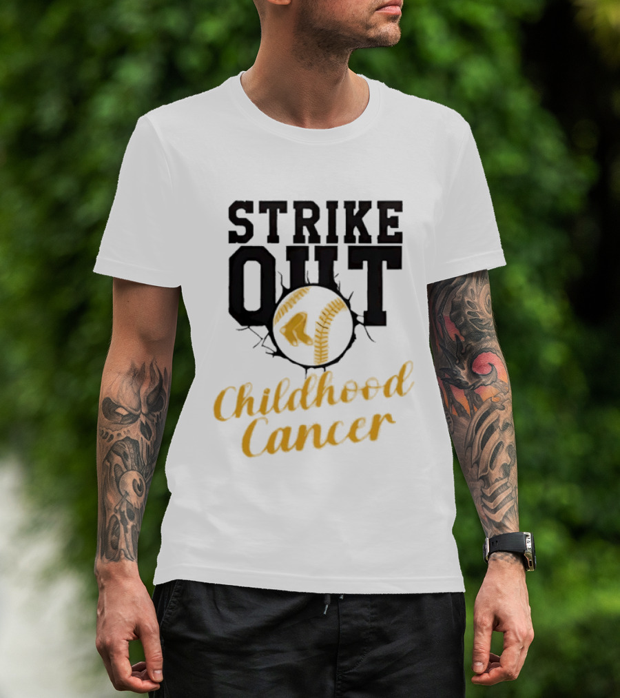 Strike Out Childhood Cancer Boston Red Sox Baseball Team Awareness T-Shirt